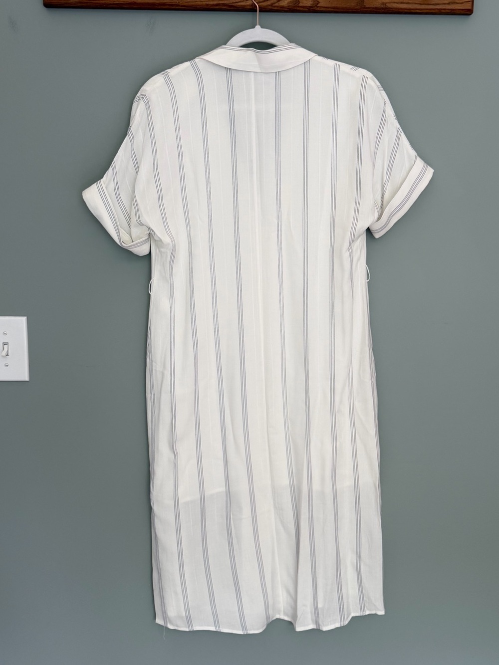 Gentle Fawn "Kaysey" Navy White Pinstripe Lightweight Button Down Shirt Dress - Picture 10 of 17